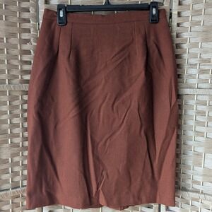 Vtg ILGWU Union Made Rust 100% Pure Wool Pencil Skirt Sz 12‎ Office Minimalist